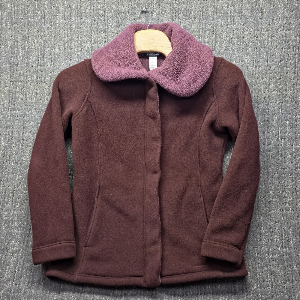 Patagonia Arctic‎ Jacket Fleece Coat Women's XL Burgundy Sherpa Collar Full Zip